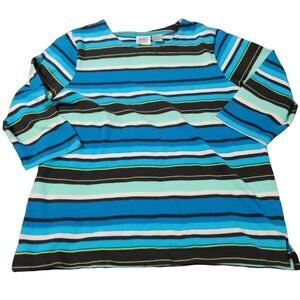 Jason Maxwell Womens T-Shirt MultiColor Size Large Polyester Blend 3/4 Sleeve